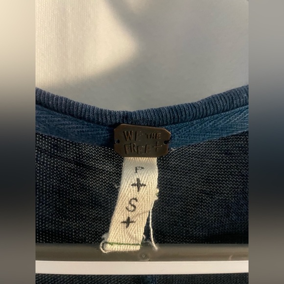 We The Free Navy Blue Linen Blend Long Sleeve Top, Small - Picture 5 of 6